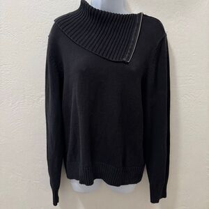 Vintage Willi Smith Black Cotton Zipper Turtleneck Sweater XL
